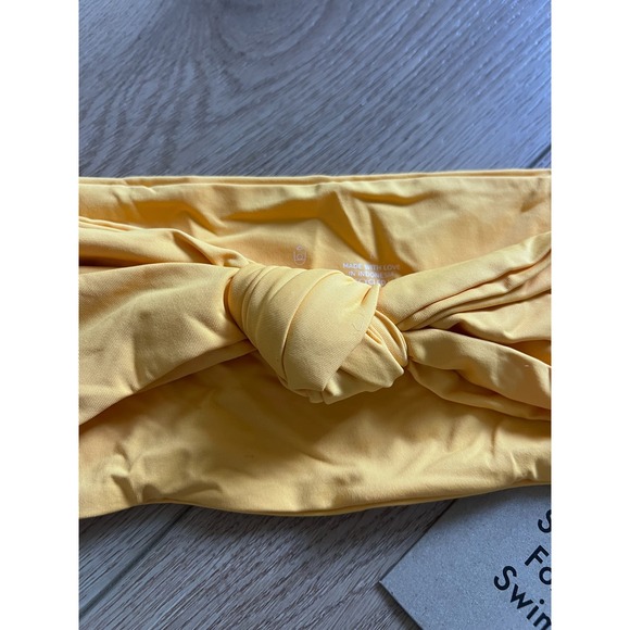 NWT Stone Fox Swim Lele Top Honeycomb Yellow Bandeau Bikini Top Size L - Picture 5 of 9